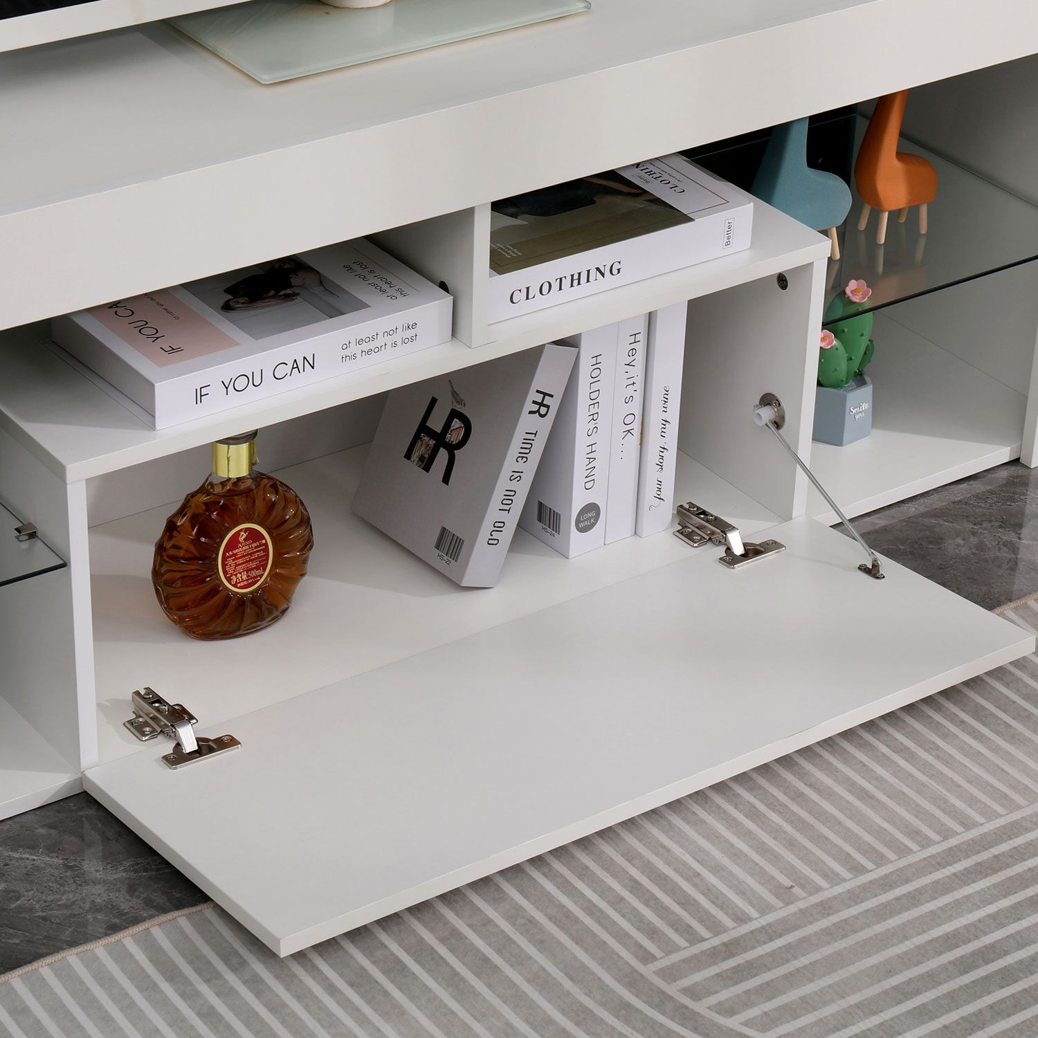 Meuble TV 140cm blanc à LED DARYL