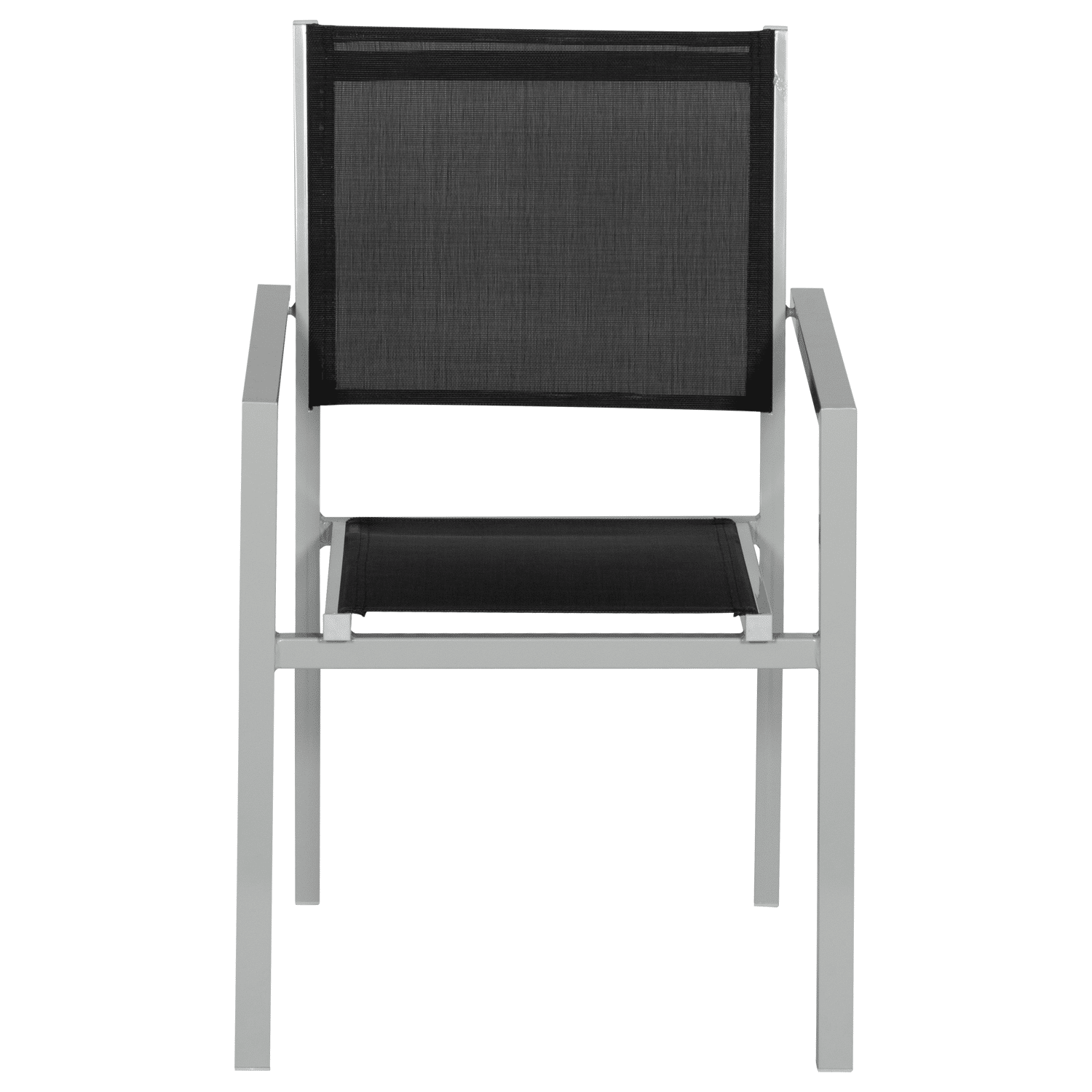 Lot de 4 chaises en aluminium gris - textilène noir