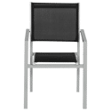Lot de 4 chaises en aluminium gris - textilène noir