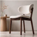 Lot de 2 chaises en bois foncé et tissu boucle beige