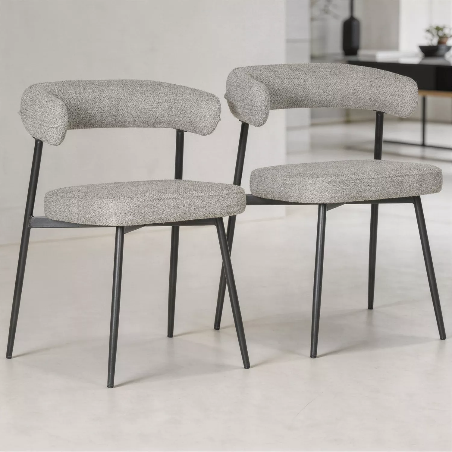 Lot de 2 chaises en tissu vert chiné THEA