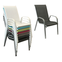 Set van 6 MARBELLA stoelen in grijs textilene - grijs aluminium