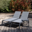Set di 2 lettini BARBADOS in textilene grigio e tavolino - alluminio grigio antracite