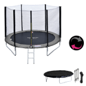 Pack Premium Trampoline 180cm réversible gris / rose CAIRNS + filet, échelle, bâche et kit d'ancrage