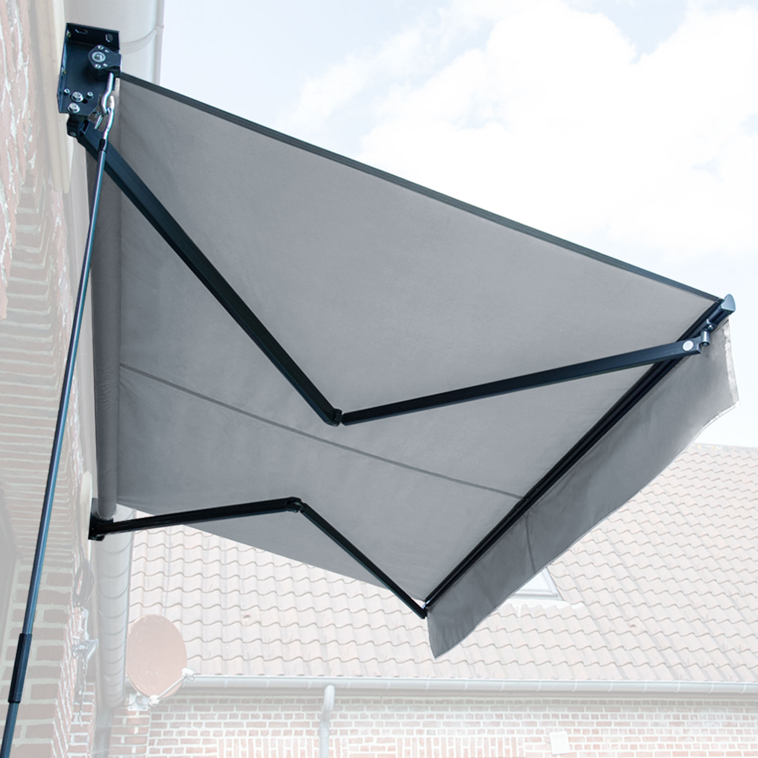 Toldo SAULE 2,5 × 2m - Tecido cinzento e estrutura cinzenta