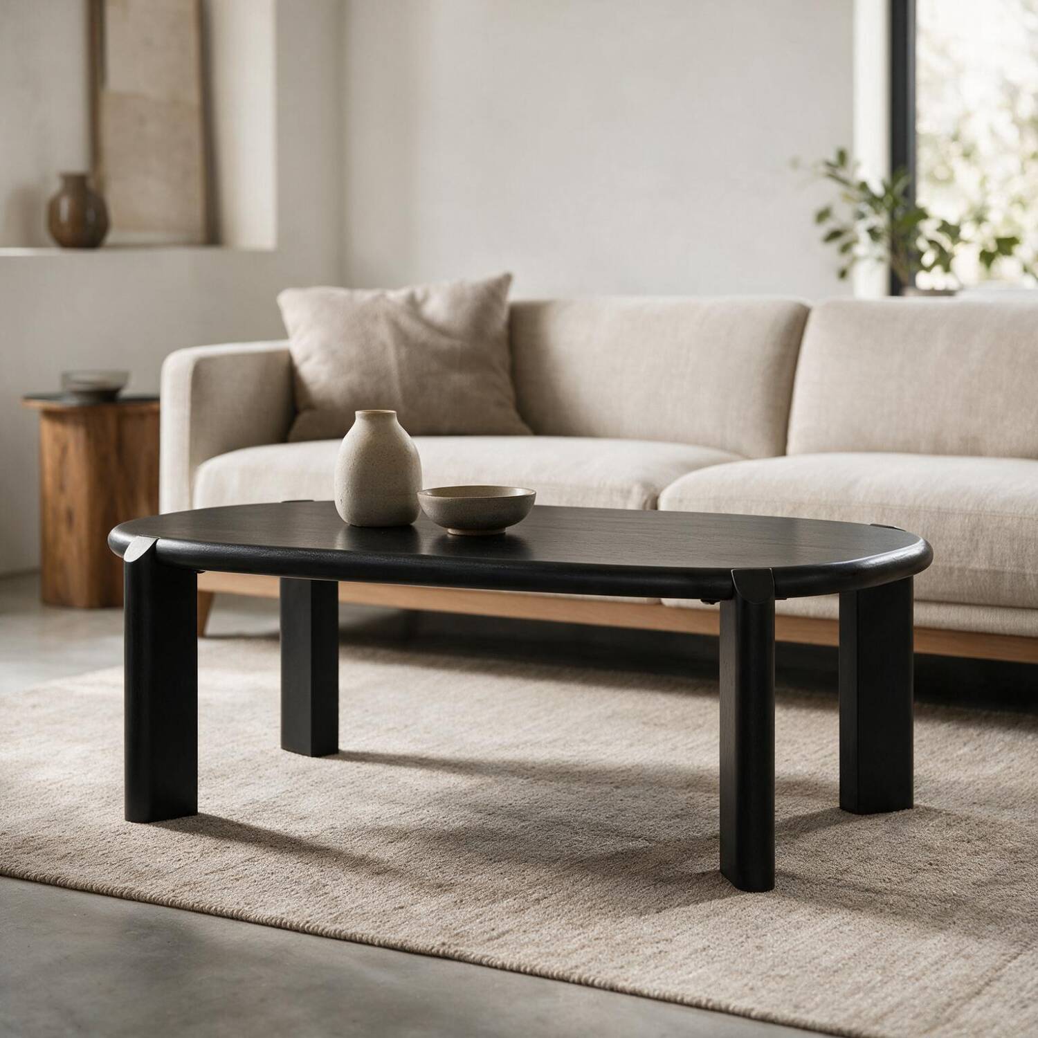 Mesa de centro em madeira maciça de manga preta 120cm