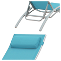 2er-Set Liegestühle GALAPAGOS aus blauem Textilene - weißes Aluminium