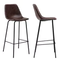 Pack de 2 taburetes de bar vintage marrón LUCIEN - Altura del asiento 75cm