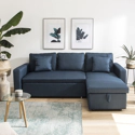 Ecksofa, umwandelbar, CLARK, 3-Sitzer, blau