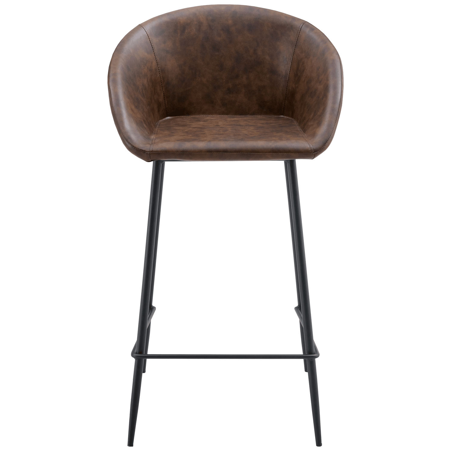 Lot de 2 tabourets de bar en simili marron ACHILLE