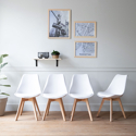 Set di 4 sedie scandinave bianche NORA con cuscino