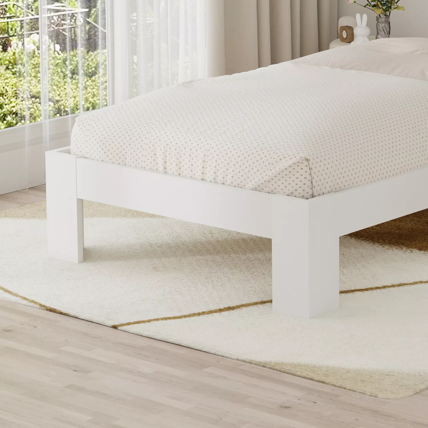 Letto in legno con testiera 90x190cm bianco FINN