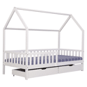 Lit cabane pour enfant 190x90cm blanc avec tiroirs MARCEAU