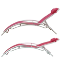 Lot de 2 transats GALAPAGOS en textilène rose - aluminium blanc