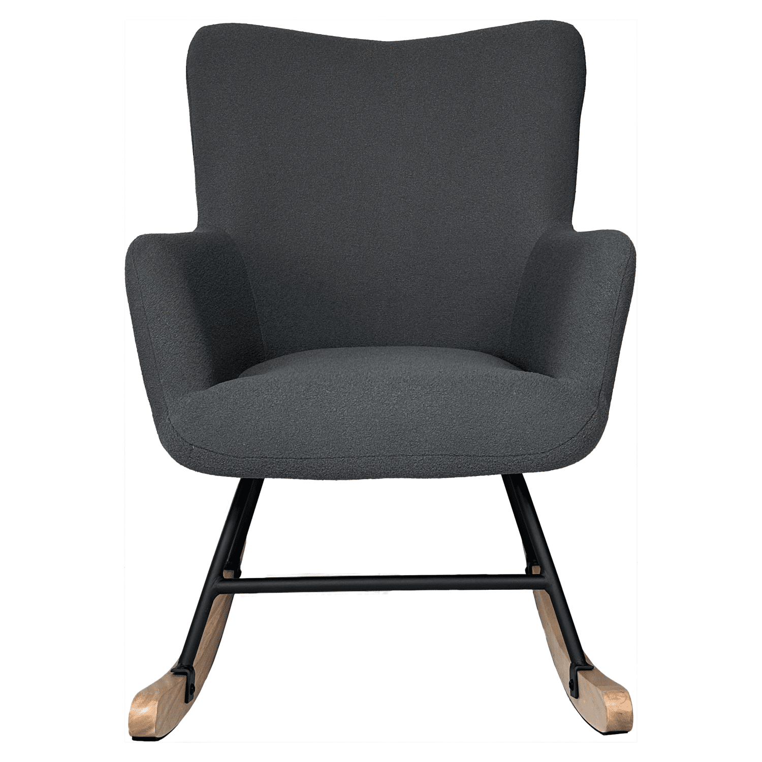 Fauteuil à bascule en tissu boucle gris KAIRA