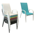 Set van 4 MARBELLA stoelen in blauw textilene - wit aluminium