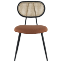 Lot de 2 chaises en cannage et tissu boucle rouille ELENA