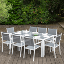 Conjunto de móveis de jardim BARI cinzento textilene 8 lugares - alumínio branco