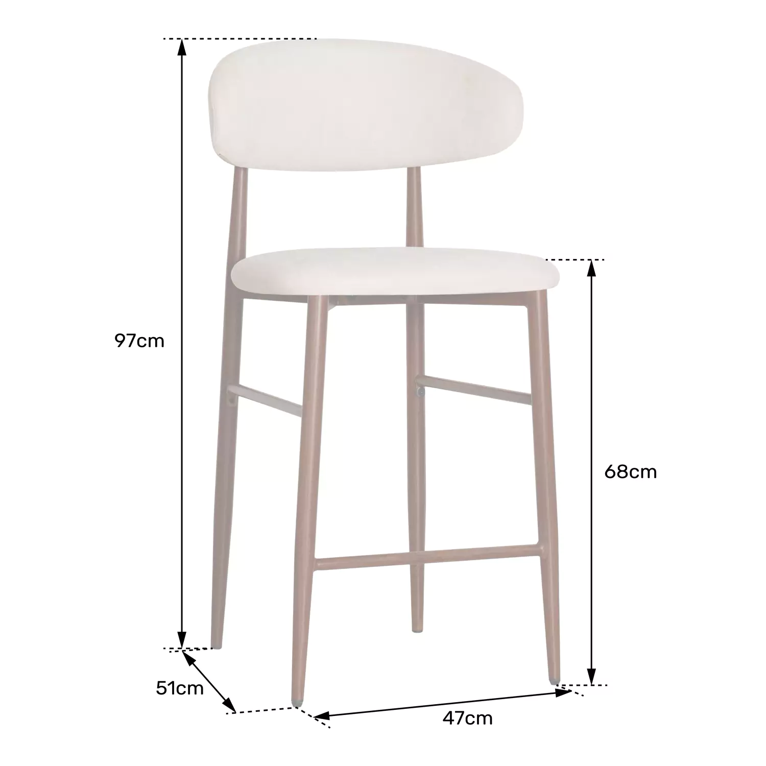 Lot de 2 tabourets de bar beige et métal effet bois foncé SIMON