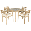 Ensemble table et chaises de jardin 4 places en acacia et céramique FARO