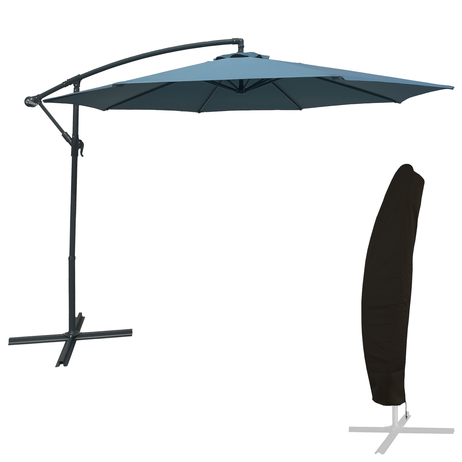 OAHU ombrellone rotondo diametro 3m blu grigio + copertura
