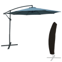 Parasol déporté OAHU rond 3m de diamètre bleu gris + housse