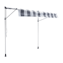 Toldo de varanda CHENE 2 × 1,2m - Tecido listrado branco/cinzento e moldura branca