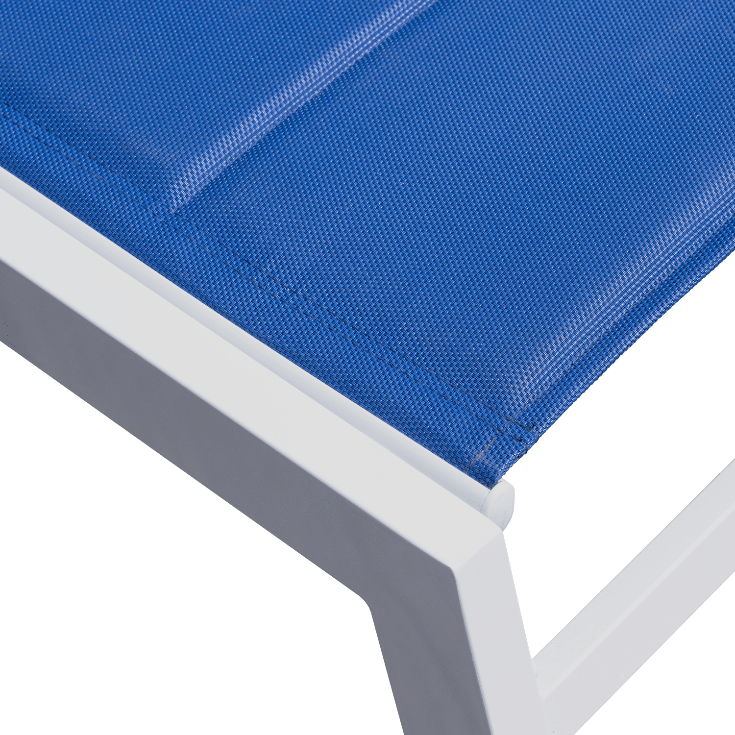 Set 2 bains de soleil et table d'appoint BARBADOS en textilène bleu - aluminium blanc
