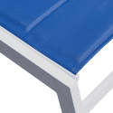 Set 2 bains de soleil et table d'appoint BARBADOS en textilène bleu - aluminium blanc