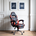 Fauteuil de bureau gamer noir et rouge GORDON