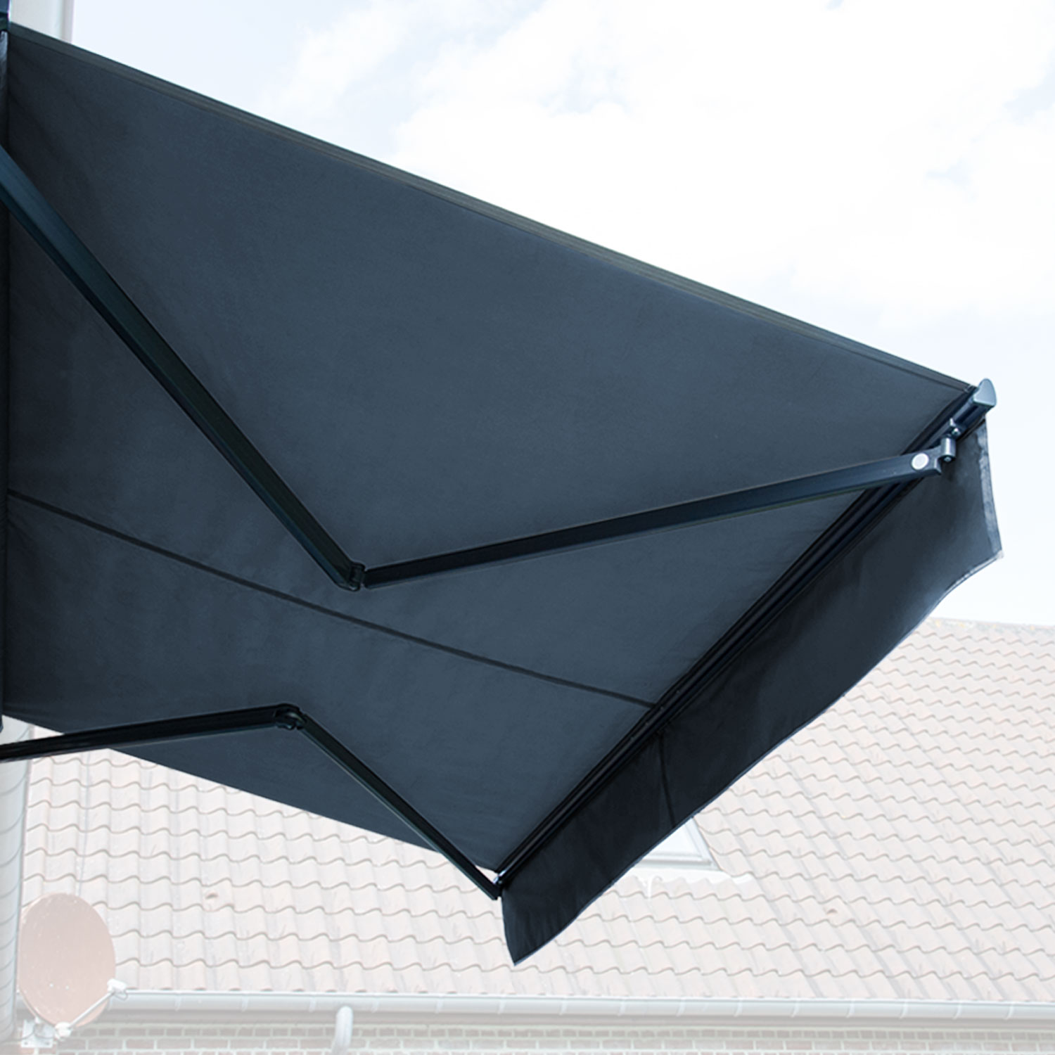 Toldo SAULE 5 × 3m com toldo semi-canopy - Tecido antracite e estrutura cinzenta
