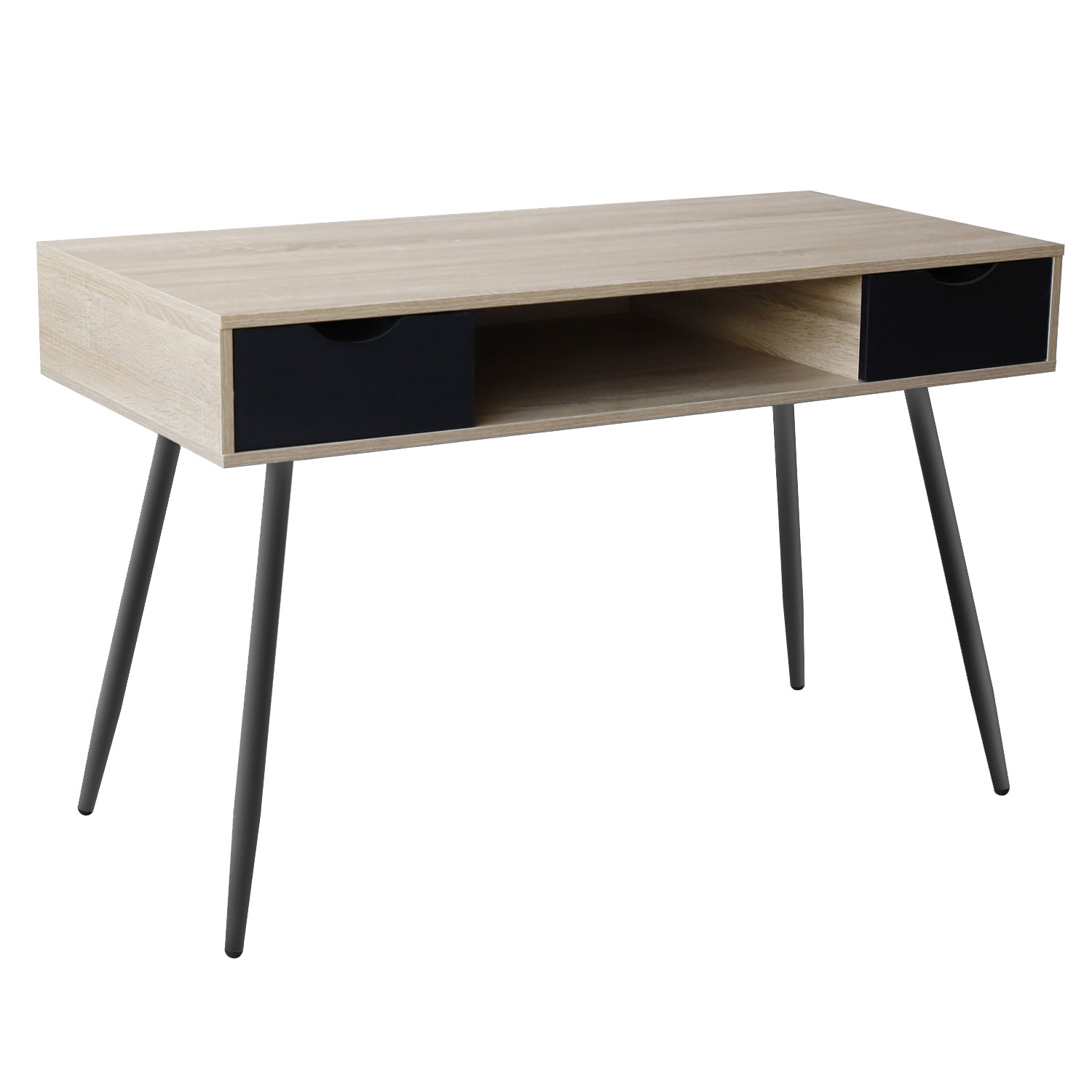 Bureau scandinave bois, tiroirs noirs BJORN