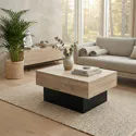 Table basse avec plateaux amovibles noire