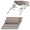 Set van 2 GALAPAGOS ligstoelen in taupe textilene - wit aluminium