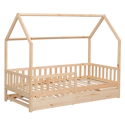 Ausziehbares Hüttenbett für Kinder 190x90cm aus Holz MARCEAU