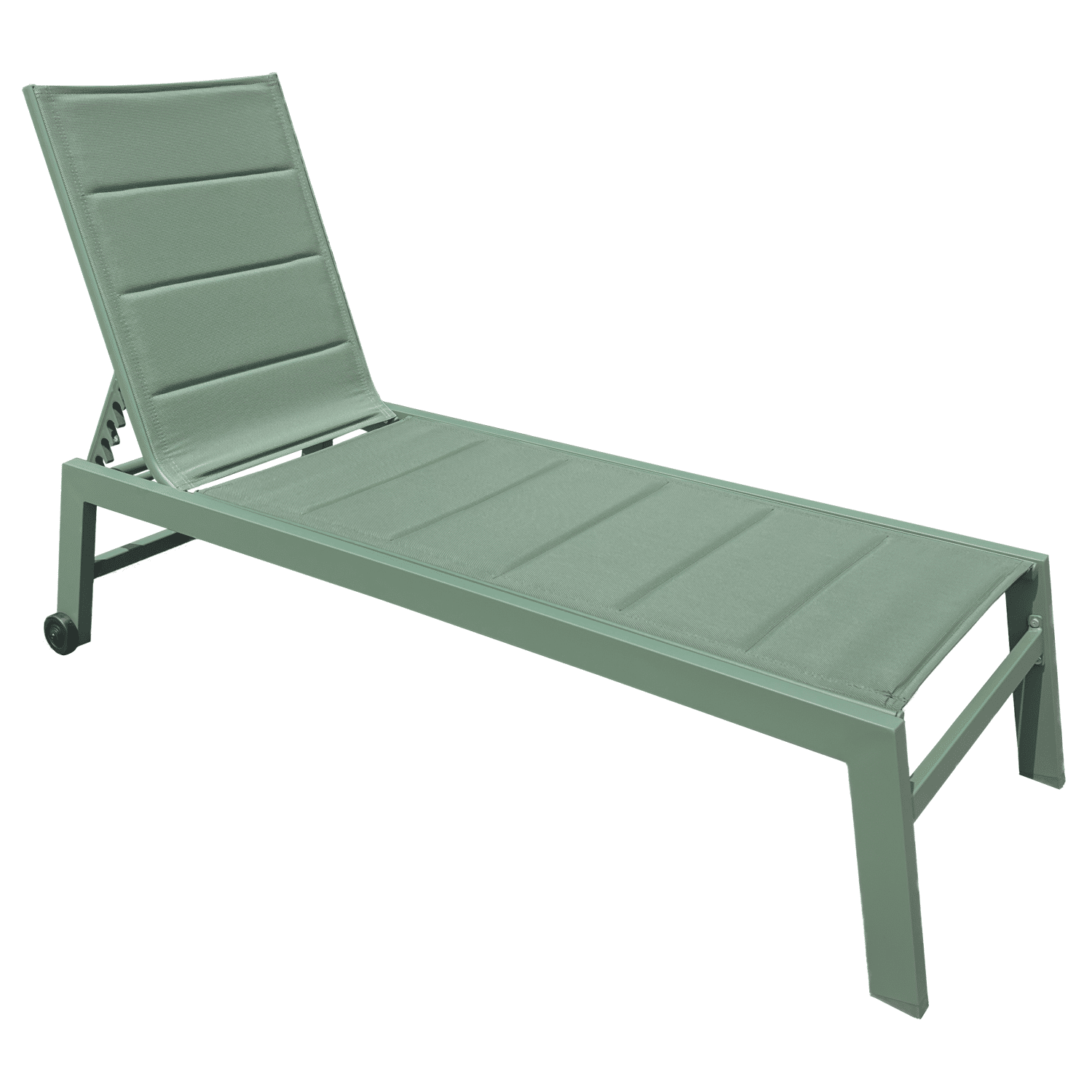 Bain de soleil en textilène vert sauge - aluminium vert sauge