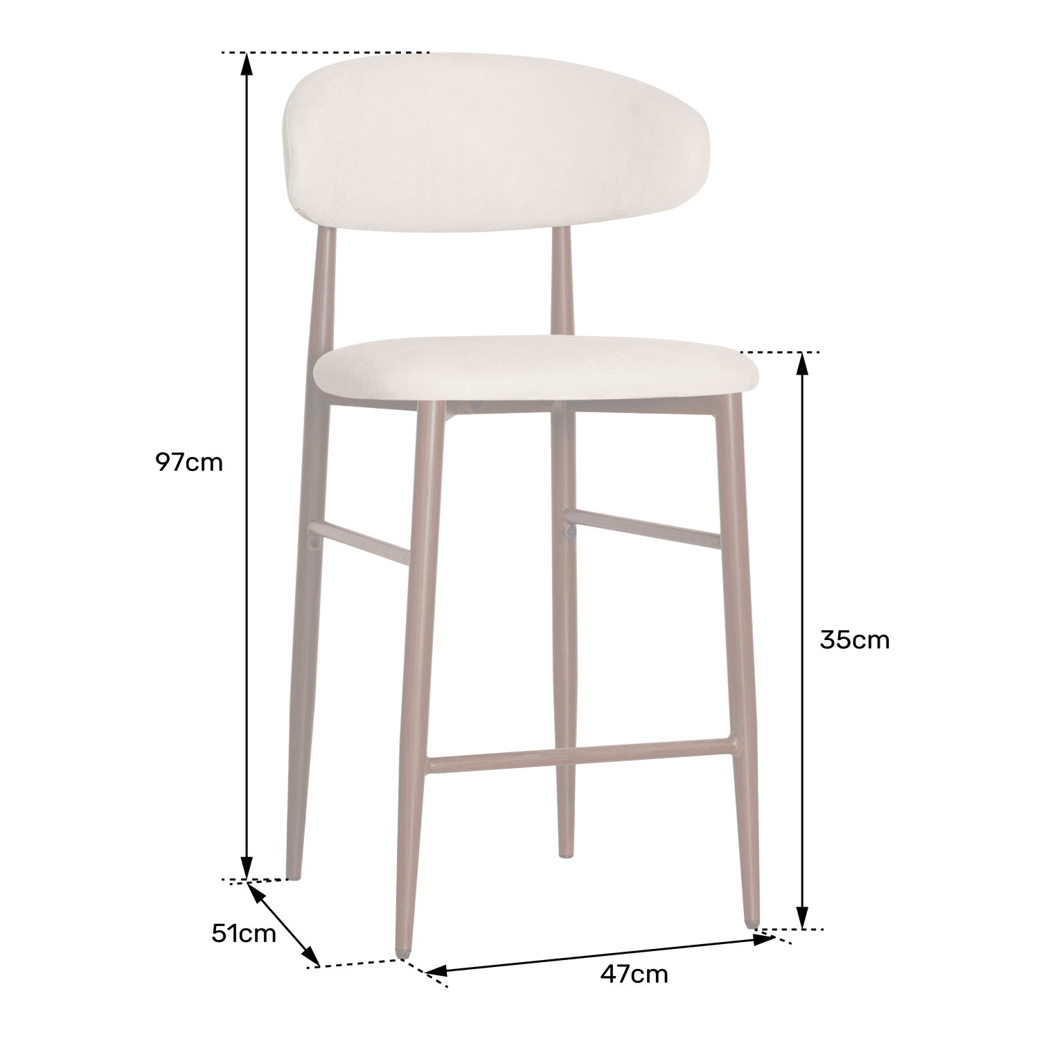 Lot de 2 tabourets de bar beige et métal effet bois foncé SIMON