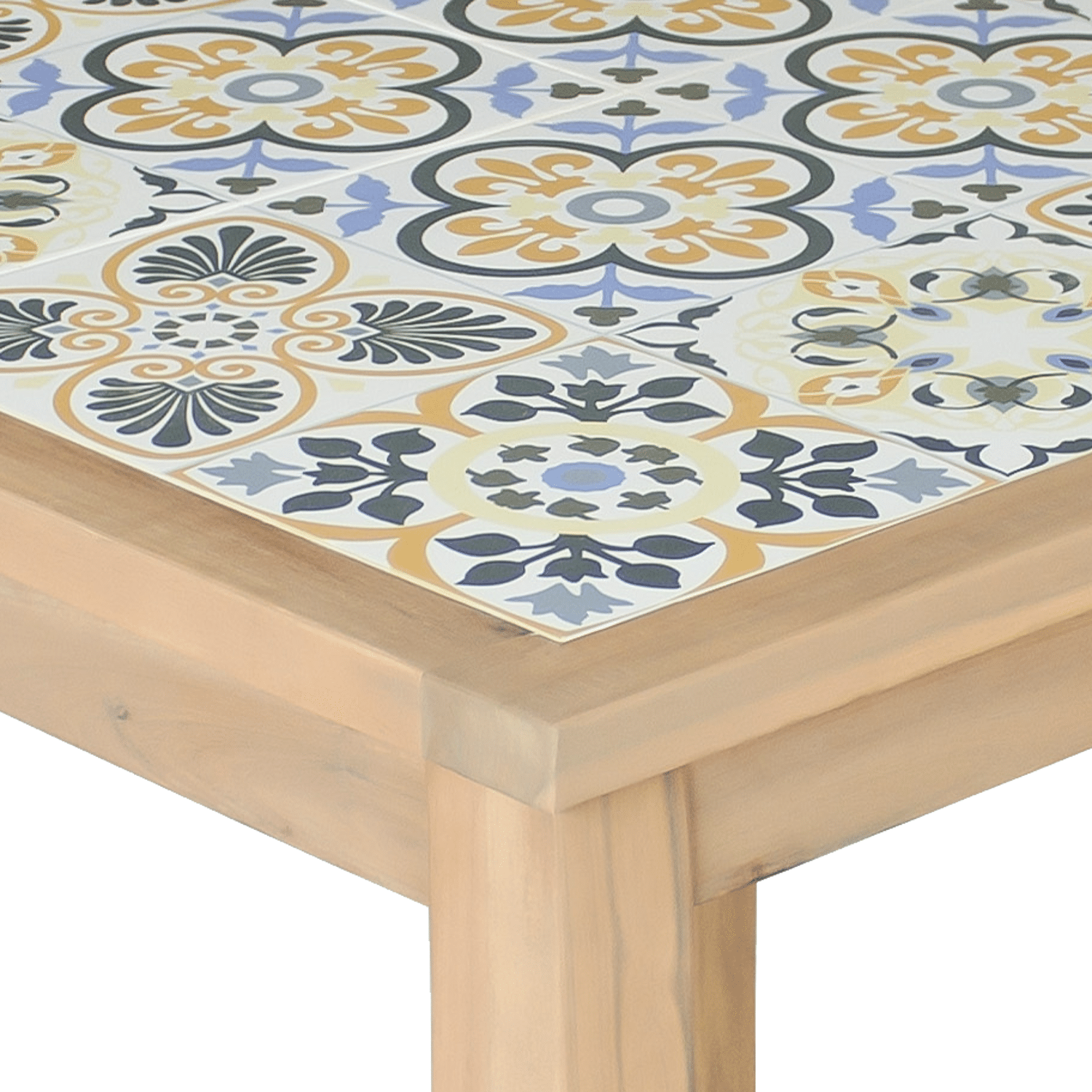 Ensemble table et chaises de jardin 4 places en acacia et céramique FARO