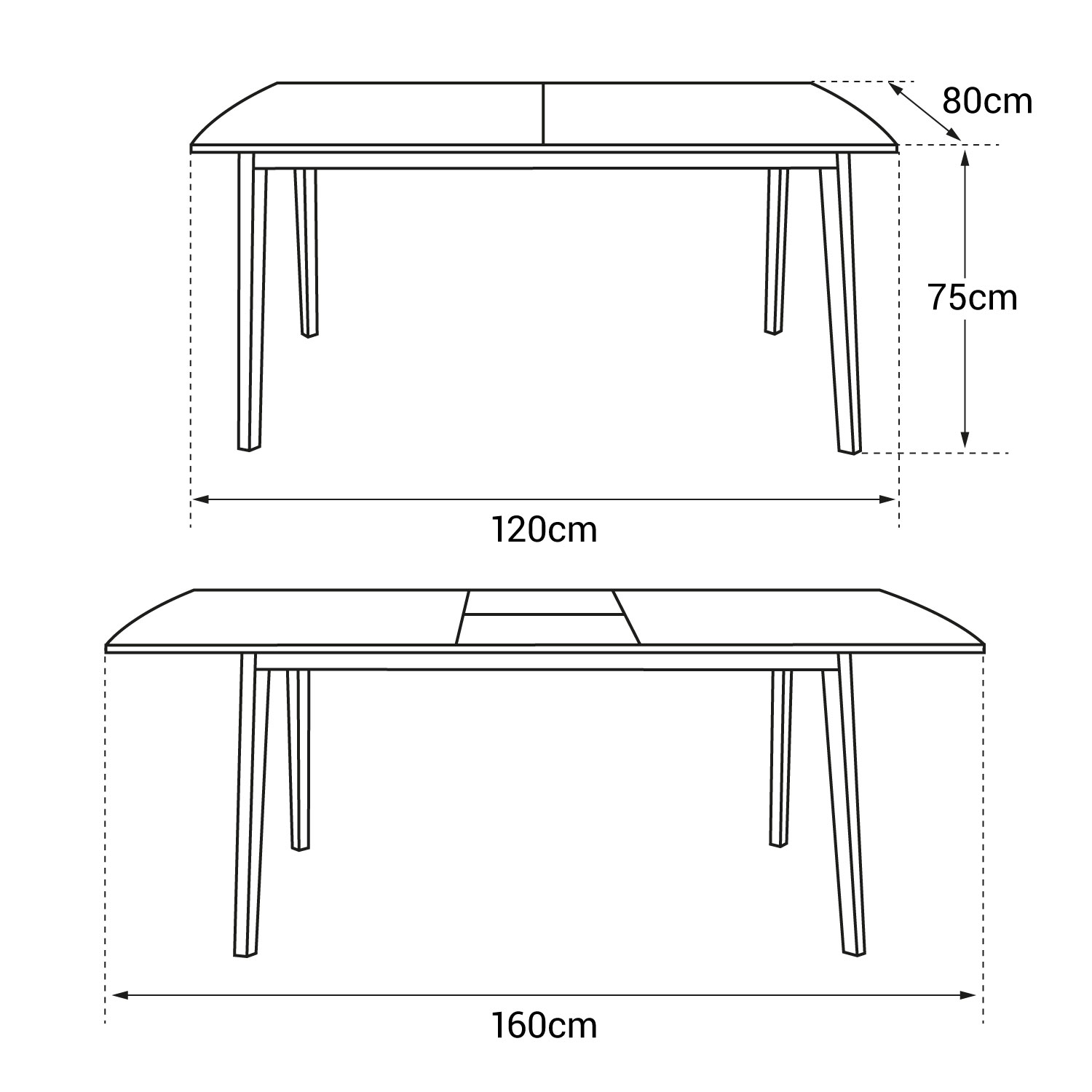 HELGA Uittrekbare tafel 120 / 160cm wit