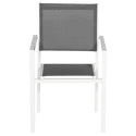 Lot de 6 chaises en aluminium blanc - textilène gris