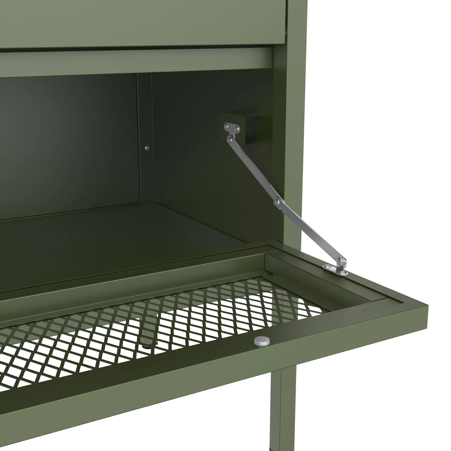 Meuble à chaussures 4 portes en métal vert kaki EMMA