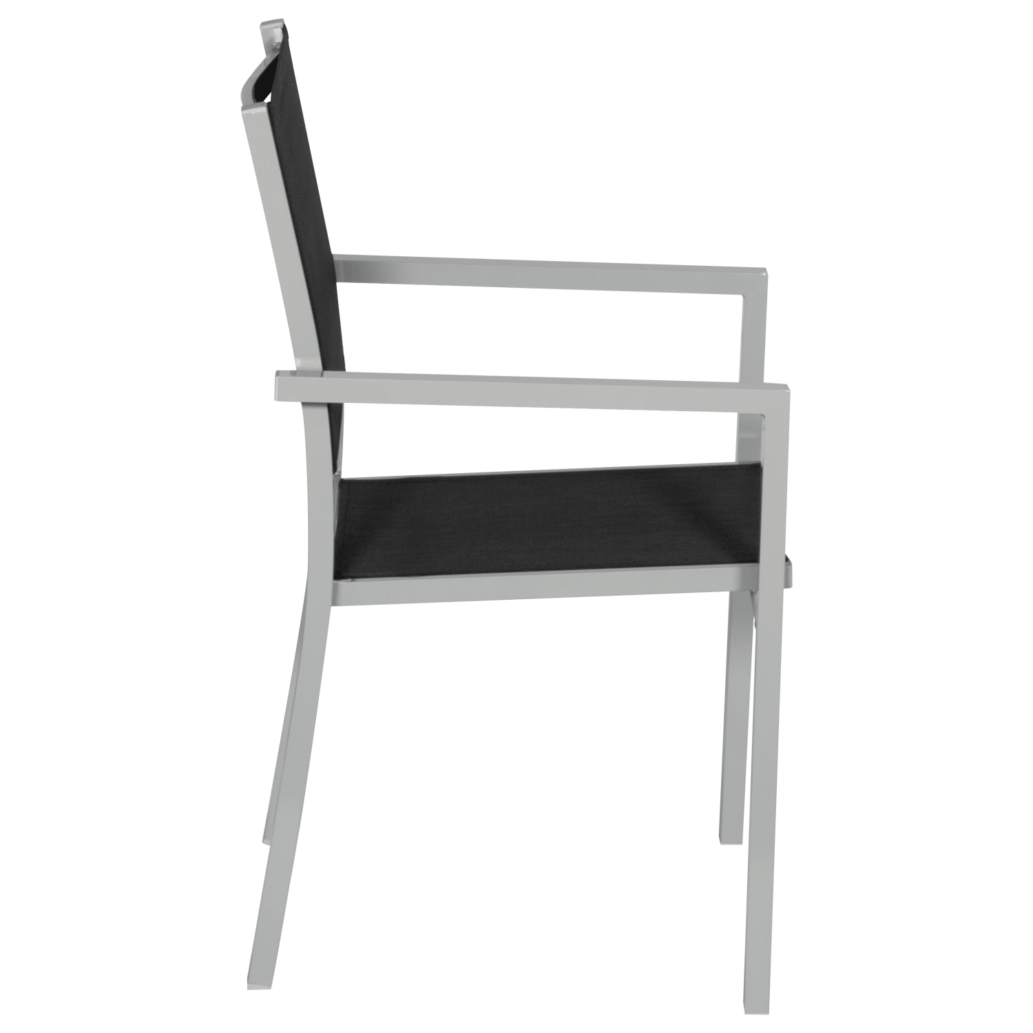 Lot de 4 chaises en aluminium gris - textilène noir