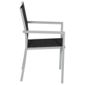 Lot de 4 chaises en aluminium gris - textilène noir