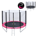 Pack Premium Trampoline 245cm  réversible gris / rose CANBERRA + filet, échelle, bâche et kit d'ancrage