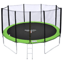 Pack Premium Trampoline 430cm réversible bleu / vert MELBOURNE + filet, échelle, bâche et kit d'ancrage