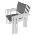 Salon de jardin FIRENZE extensible en textilène gris 8 places - aluminium blanc