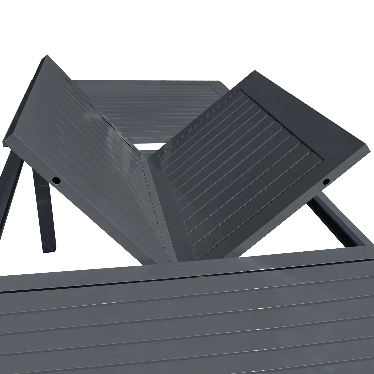 Salon de jardin extensible en textilène gris 8 places - aluminium anthracite