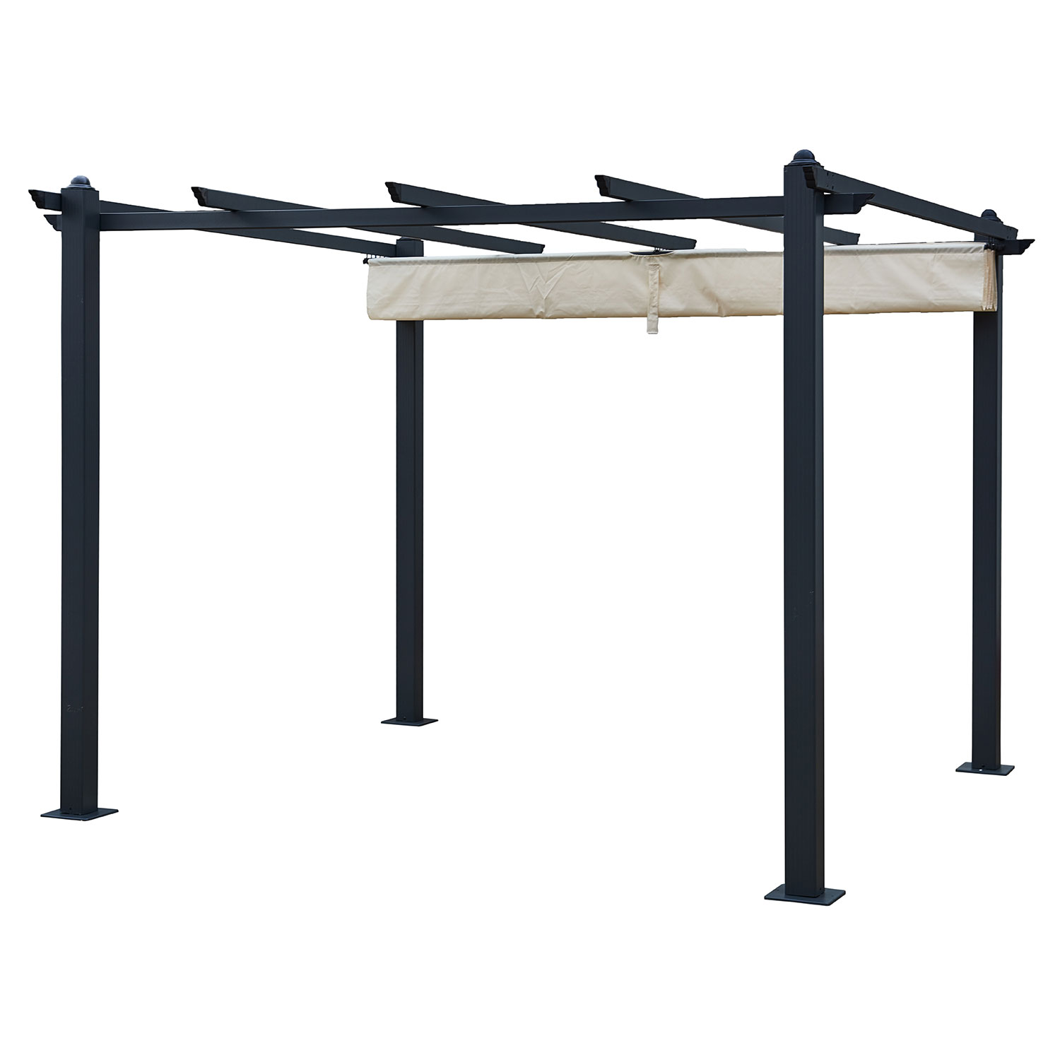 Freistehende Pergola 3 × 3m CASSIS beige - Aluminiumstruktur