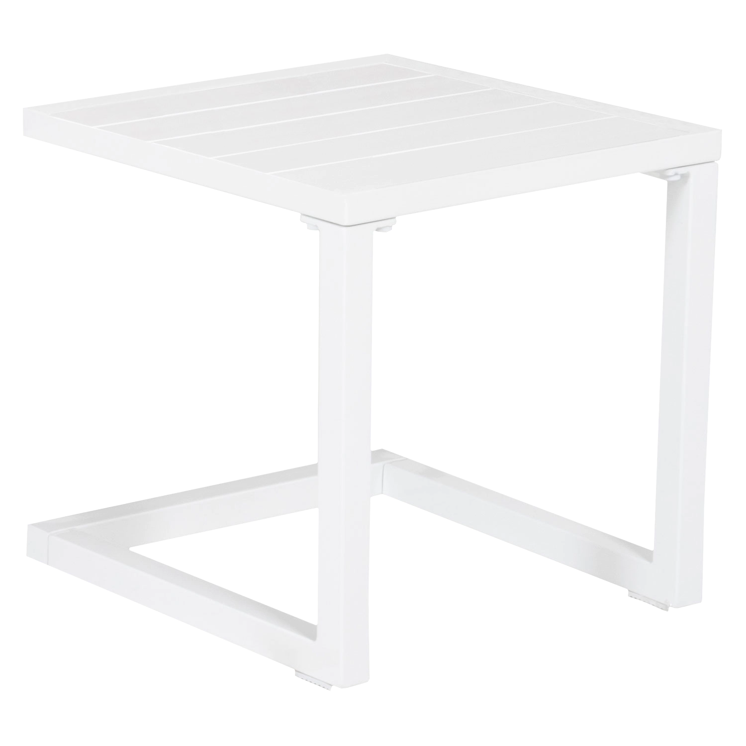 Set van 2 BARBADOS ligstoelen en bijzettafel in taupe textilene - wit aluminium