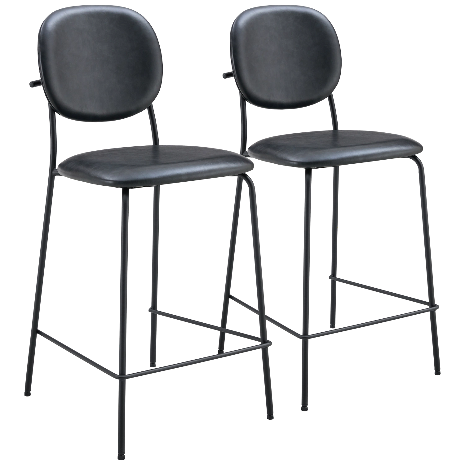 Lot de 2 tabourets de bar en simili noir EDMOND